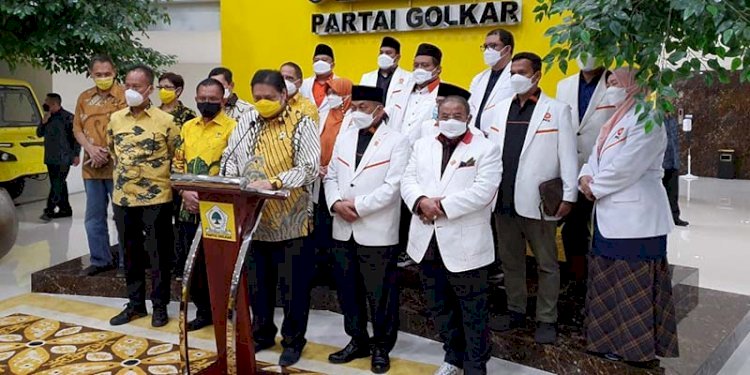 Ketua Umum Partai Golkar Airlangga Hartarto saat jumpa pers seusai menggelar pertemuan dengan jajaran DPP PKS/RMOL