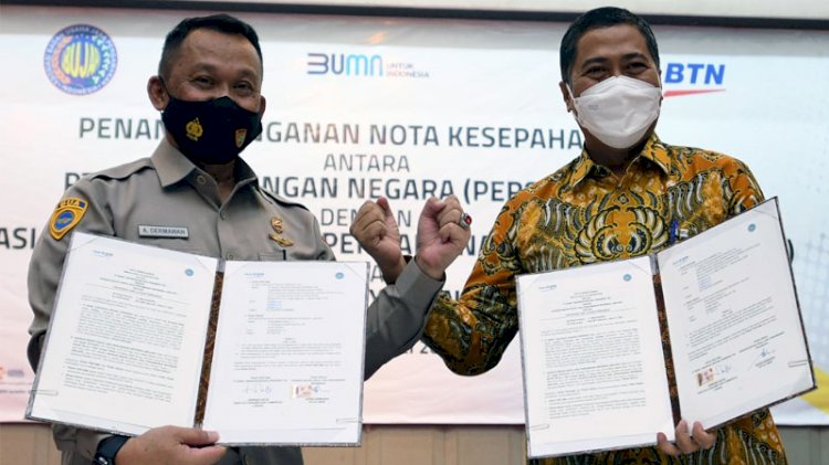 Penandatanganan Nota Kesepahaman antara ABUJAPI dengan Bank BTN di Jakarta, Kamis (6/5)./Dok