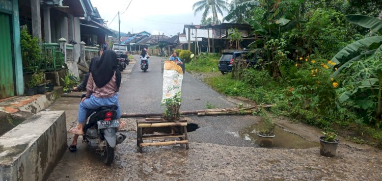 Kendaraan roda empat dilarang lewat jalan ambles di Desa Lokasari/RMOLBengkulu