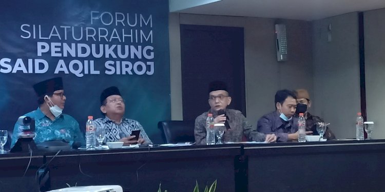 Al Amin Nasution saat informasikan jumlah PC dan PWNU yang mendukung KH Said Aqil Siroj/RMOL