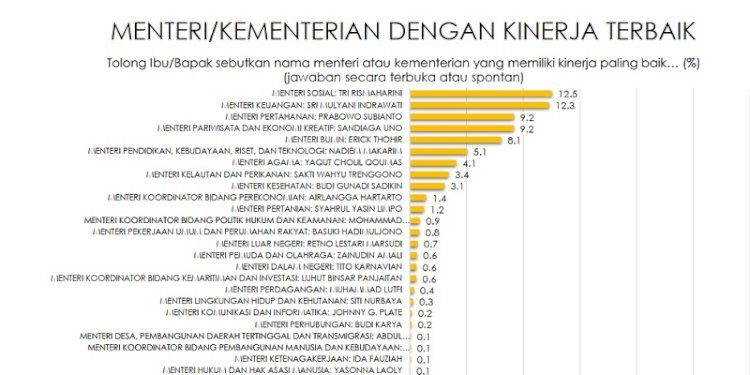 Temuan survei Indikator terkait kinerja Menteri Kabinet Indonesia Maju/Repro