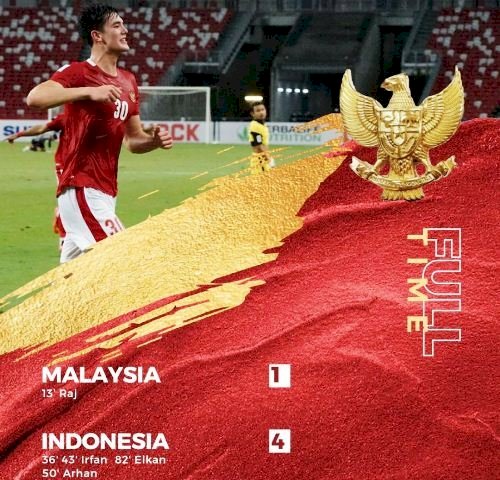 Indonesia menang atas Malaysia dan keluar sebagai juara Grup B Piala AFF Suzuki 2020, Minggu malam (19/12)/Net