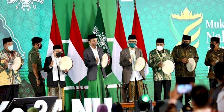 Presiden Joko Widodo saat membuka Muktamar ke 34 NU di Ponpes Darussa'adah, Lampung Tengah/RMOL