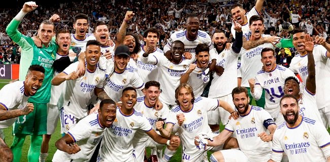 Kesebelasan Real Madrid merayakan kemenangan atas Manchester City di Semifinal liga champion/Net