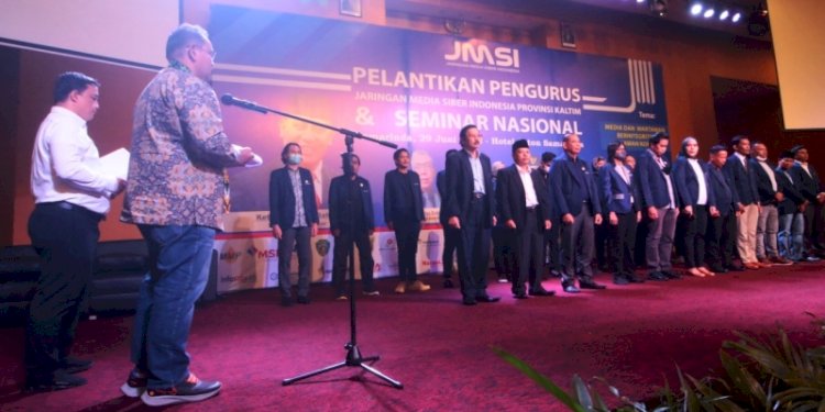 Ketua Umum JMSI, Teguh Santosa, dalam sambutan usai mengukuhkan Pengurus Daerah JMSI Kalimantan Timur di Hotel Aston, Samarinda, Rabu (29/6)/RMOL