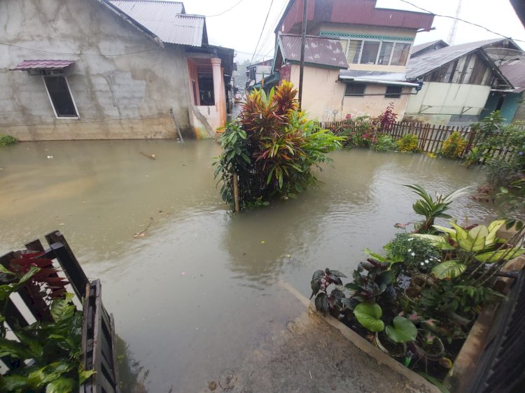 Tampak rumah warga di Desa Nangai Amen Kecamatan Lebong Utata, mulai terendam banjir/RMOLBengkulu