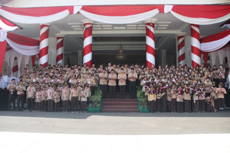 Upacara peringatan Hari Pramuka ke 61 Tahun 2022, di halaman Gedung Daerah Balai Raya Semarak Bengkulu, Minggu (14/8) kemarin/MC