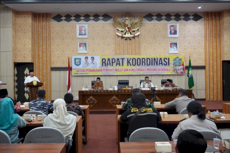 Rapat Koordinasi Pengendalian PMK di Provinsi Bengkulu Bersama Deputi Rehab Rekon BNPB dan Tim Satgas PMK Kab/Kota se-Provinsi Bengkulu/RMOLBengkulu