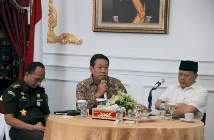 Ketua DPRD Provinsi Bengkulu Ihsan Fajri saat memberikan dukungan dalam rakor Forkopimda.