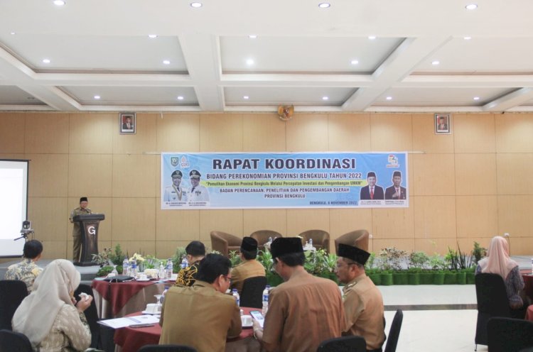Rapat Koordinasi (Rakor) Bidang Perekonomian Provinsi Bengkulu Tahun 2022, di aula pertemuan salah satu hotel di kawasan Anggut Kota Bengkulu, Selasa (08/11)/MC 