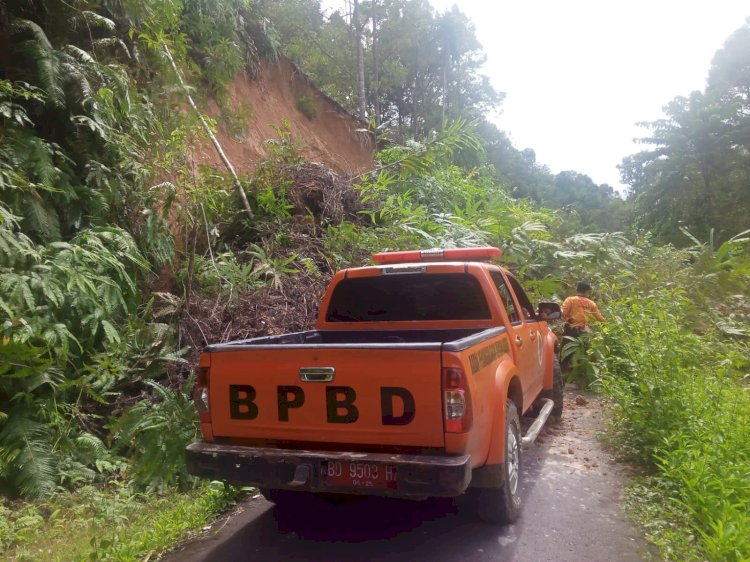 BPBD Lebong saat meninjau jalan longsor di ruas jalan Embong Uram menuju Muning Agung/RMOLBengkulu
