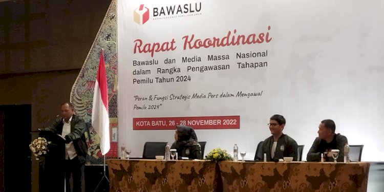 Rakor Bawaslu dengan media di Kota Batu, Jawa Timur, Sabtu (26/11)/Ist