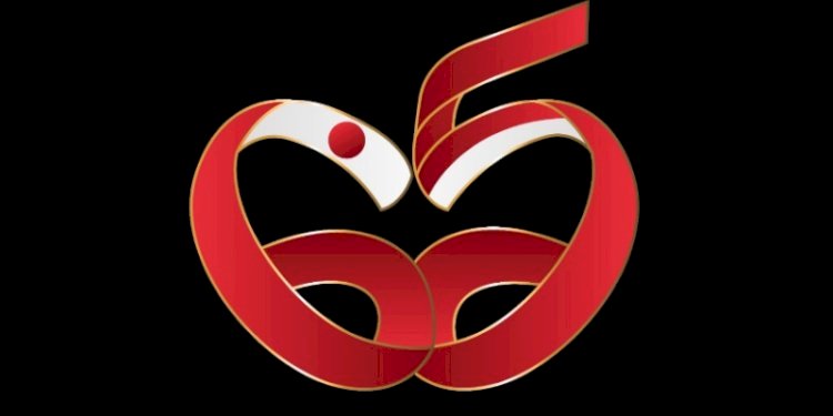 Logo hubungan diplomatik Indonesia-Jepang ke-65 tahun yang diluncurkan pada Jumat, 20 Januari 2023/Net