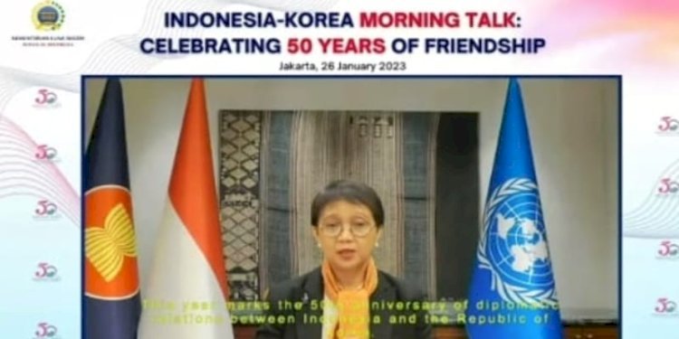 Menteri Luar Negeri RI, Retno Marsudi dalam acara Indonesia-Korea Morning Talk: Celebrating 50 Years of Friendship pada Kamis, 26 Januari 2023/RMOL