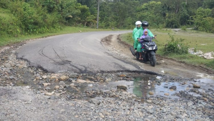 Tampak kondisi jalan milik provinsi rusak parah/RMOLBengkulu