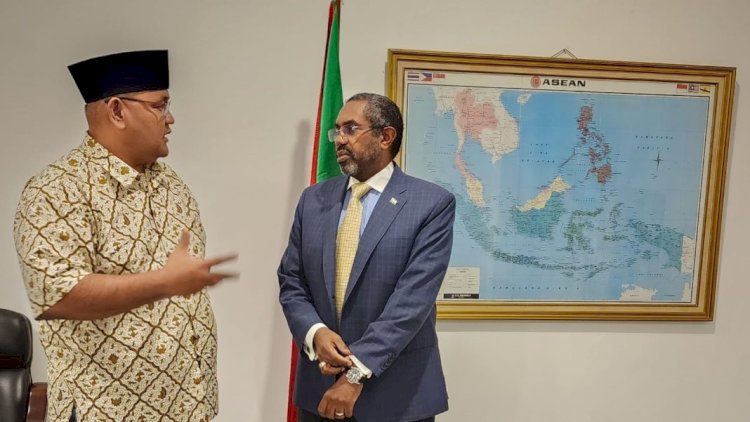 Duta Besar Sudan, Yassir Mohammed Ali, ketika bertemu Ketua Umum Jaringan Media Siber Indonesia (JMSI), Teguh Santosa/RMOL