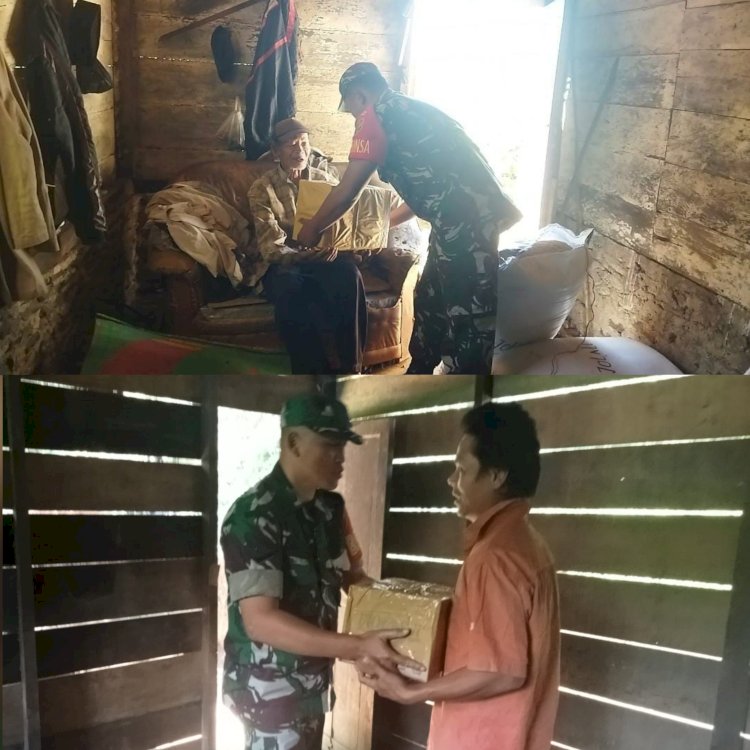 Dua warga Lebong saat menerima bantuan dari TNI/RMOLBengkulu