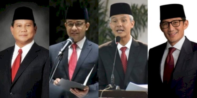 Kolase Prabowo Subianto, Anies Baswedan, Ganjar Pranowo, Sandiaga Uno/Repro