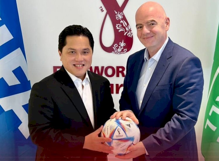 Ketua Umum PSSI Erick Thohir dan Presiden FIFA/ist
