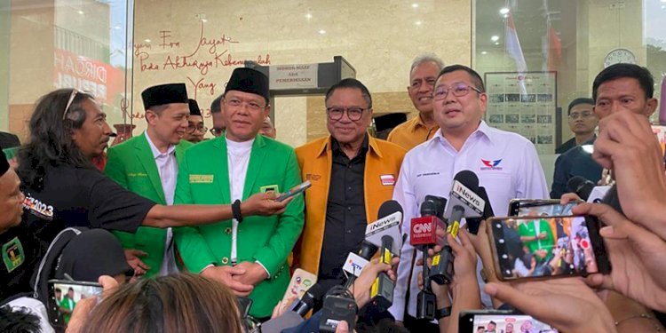 Empat ketua umum partai politik pendukung Ganjar Pranowo usai rapat membahas Tim Pemenangan Nasional (TPN)/RMOL