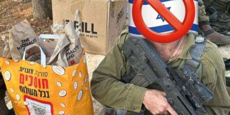 Potret anggota pasukan militer Israel (IDF) saatmendapatkan donasi makanan dari McDonald's/X