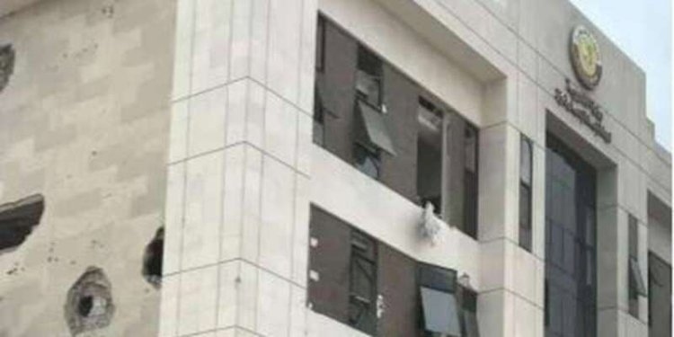 Gedung Konsulat Qatar di Gaza, Palestina yang terkena serangan bom Israel/Net