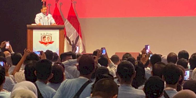Prabowo Subianto di hadapan Relawan Pedagang Indonesia Maju/RMOL