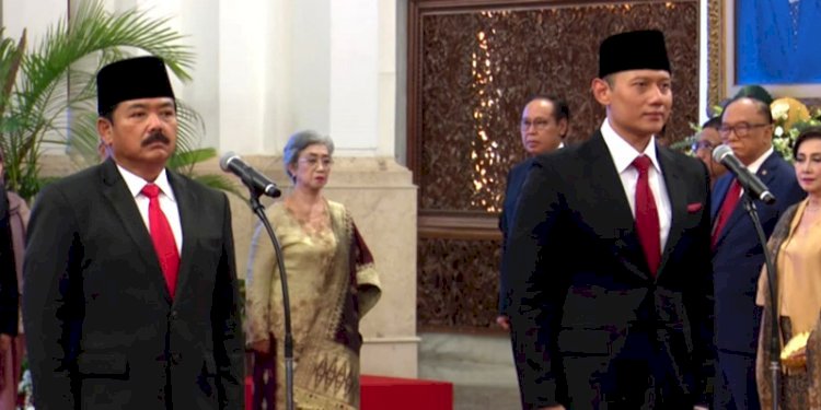 Pelantikan Hadi Tjahjanto sebagai Menko Polhukam dan Agus Harimurti Yudhoyono jadi Menteri ATR/BPN/Repro