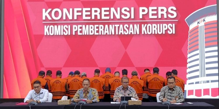 Konferensi pers penahanan 15 tersangka korupsi berupa pemerasan atau pungli di Rutan KPK/RMOL